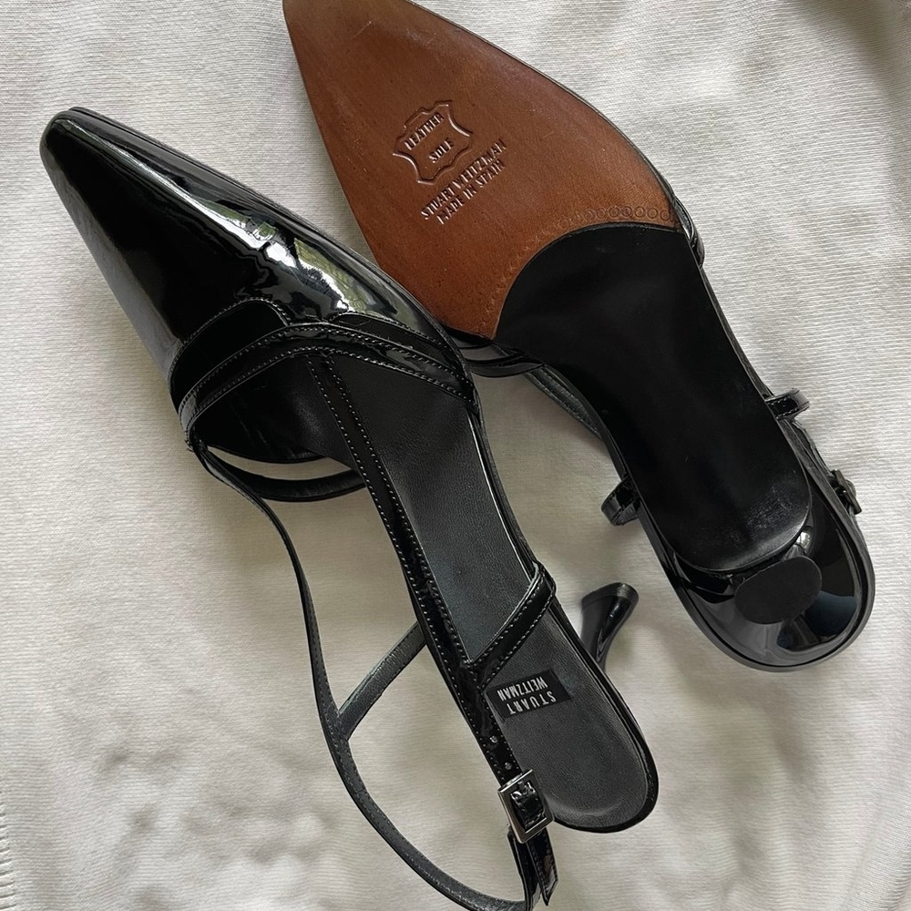 STUART WEITZMAN Leather Slingback Heels